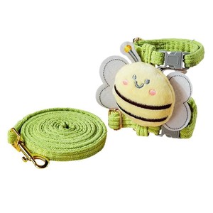 Correa para gatos, arnés ajustable estilo chaleco para gatos pequeños y perros con diseño de abeja, patrón a rayas, color verde - Product Image 5