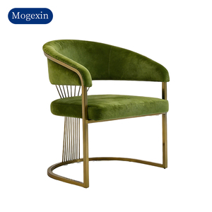 Silla de Comedor de Terciopelo de Lujo Europeo Moderno con Respaldo, Estructura de Metal Dorado, Tapizada para Comedor y Sala de Estar, Verde - Product Image 6