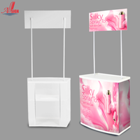Comptoir d'exposition portable haut de gamme en plastique PP blanc, impression numérique CMYK, stand d'exposition pour supermarché, efficace ALLSIGN