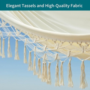 <span class=keywords><strong>Hamaca</strong></span> Doble Anti-Vuelco de Lona <span class=keywords><strong>Beige</strong></span> Gruesa con Borla de Lona para Acampar - Product Image 5