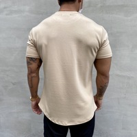 Kaos Olahraga Pria Katun Elastis Tinggi, Model Longgar, untuk Fitness dan Gym, Sablon, Fit Santai
