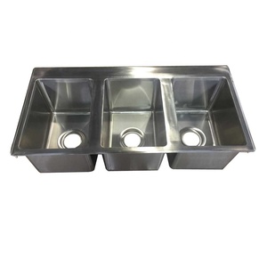 <span class=keywords><strong>Lavello</strong></span> Triplo in Acciaio Inox 304 per Uso Alimentare, <span class=keywords><strong>Lavello</strong></span> da Incasso con Scarico Centrale, <span class=keywords><strong>Lavello</strong></span> Commerciale per Cucina di Piccole <span class=keywords><strong>Dimensioni</strong></span> - Product Image 5