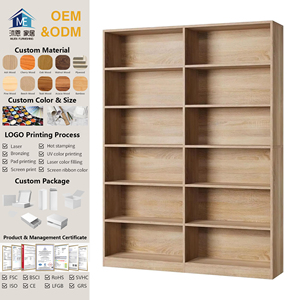 Đôi rộng 6-Tier freestanding kệ sách cho phòng ngủ cao kệ sách lưu trữ hiển thị kệ trang trí nội thất kệ sách - Product Image 1