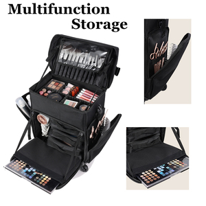 Valigia Professionale per Trucco con Ruote, Borsa Trolley Cosmetica in Oxford per Artisti del Salone, Organizer da Viaggio per Prodotti di Bellezza - Product Image 4