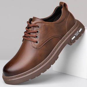 รองเท้าหนังผู้ชาย รองเท้าทำงานลำลองแบบไม่หุ้มข้อ พื้นรองเท้ายางกันกระแทก สไตล์ลำลอง - Product Image 1