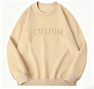 <span class=keywords><strong>Felpa</strong></span> Girocollo <span class=keywords><strong>Beige</strong></span> Personalizzata di Alta Qualità per <span class=keywords><strong>Uomo</strong></span>, Pullover <span class=keywords><strong>con</strong></span> Stampa Lettere in Rilievo, Abbigliamento Casual Streetwear - Product Image 1