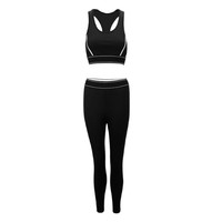 Ensemble 2 pièces transfrontalier : Gilet de sport respirant et résistant aux chocs, et Pantalon de sport taille haute moulant, tendance, pour la course, le fitness et le yoga