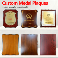 Plaque de trophée en métal plaqué or en alliage de zinc personnalisée pour les médailles, les cadeaux de salon professionnel, les remerciements, boîte en bois