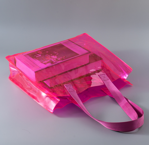 Sac fourre-tout laser en PVC transparent à logo imprimé, sac de mariage à poignée holographique de luxe sac à provisions fourre-tout irisé en PVC étanche - Product Image 3