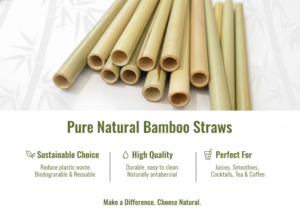 Individually Wrapped Wholesale Natural Bamboo Drinking Straws 200mm Length Environmentally Friendly for <b>Bubble</b> Tea - Product Image 2
