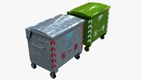 BDB.10800-A Poubelle de recyclage extérieure en métal galvanisé à double ouverture, à pédale, avec couvercle, pour jardin