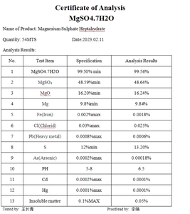 Sulfate de magnésium heptahydraté soluble dans l'eau, sel d'Epsom, CAS 10034-99-8, MgSO4 7H2O, granulé blanc, pureté 99,5% - Product Image 4
