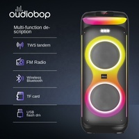 Enceinte Bluetooth portable pour divertissement extérieur, double haut-parleur de 10,5 pouces avec lumière RVB à dégradé clignotant, micro filaire et sans fil