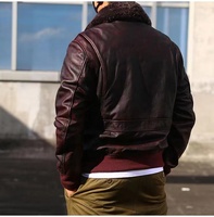 Hiver Personnalisé Col en Laine Lavée Vêtements en Coton de Vachette en Cuir Véritable Homme G1 Bomber Jacket pour Hommes Manteaux