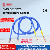 Kabel pelindung silikon yang dapat disesuaikan 3 kawat permukaan standar dipasang untuk Sensor suhu DS18B20