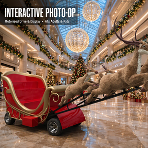 Slitta Elettrica Natalizia con Renne Saltanti a Grandezza Naturale, Decorazione Commerciale <span class=keywords><strong>per</strong></span> Atrio <span class=keywords><strong>di</strong></span> Centro Commerciale, Struttura in Acciaio Resistente - Product Image 2