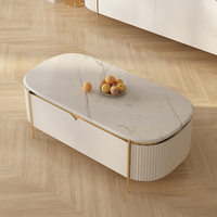Meubles de salon modernes YSS Table basse de table en marbre véritable naturel de luxe/Table basse à pieds en métal en acier inoxydable
