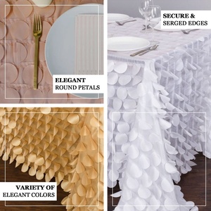 Wedding Party Luxury Woven <strong>Tablecloth</strong> 100% Polyester Taffeta <strong>Circles</strong> Round Petal Soild Color <strong>Tablecloth</strong> - Product Image 3