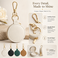 Étui à bijoux en cuir PU avec logo personnalisé, mini fermeture éclair, plusieurs couleurs, boîte de rangement portable pour bagues et boucles d'oreilles, pour petits bijoux