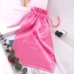 Custom Logo Printed Luxury Satin Hair <b>Extension</b> Bag Drawstring Bundle Swimsuit Shoe Dust Silk Pouch - Product Image 6