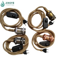 Ensemble de cordon de lampe suspendue avec variateur d'intensité lumineuse, support de lampe CE VDE, cordon en corde de jute et de chanvre, câble en tissu avec prise