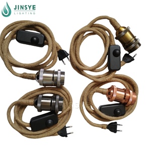 Portalámparas con Interruptor Atenuador CE VDE, Juego de <span class=keywords><strong>Cable</strong></span> para Lámpara Colgante, <span class=keywords><strong>Cable</strong></span> de Tela de Cáñamo de Yute con Enchufe - Product Image 3