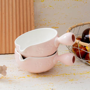 Mini tazón de cerámica Chaozhou rosa de 7.5 cm con asa para uso doméstico en café y té. - Product Image 5