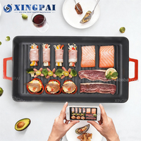 XINGPAI Fournitures pour restaurants et hôtels, barbecue d'extérieur, casserole en fonte pré-assaisonnée, camping, casserole en fonte antiadhésive, réversible, ustensiles de cuisine