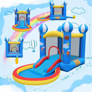 Parc aquatique gonflable géant Hualong avec deux toboggans et piscine à jets, équipement de jeu d'été de qualité commerciale pour jardin - Product Image 3