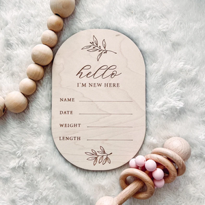 Ovale in <span class=keywords><strong>legno</strong></span> <span class=keywords><strong>sono</strong></span> nuovo qui cartello neonato per annuncio nascita lettere incise modello decorazione per la casa arte arte Souvenir Card - Product Image 6