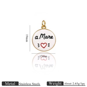 Ciondolo in Acciaio Inossidabile Placcato <span class=keywords><strong>Oro</strong></span> 18K con Smalto Bianco e Scritta, Charm a Cuore per Creazione Gioielli Fai da Te, Collane e Bracciali - Product Image 5