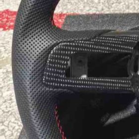 Volant en fibre de carbone à fond plat, cuir perforé, adapté à la <span class=keywords><strong>Ford</strong></span> Mustang EcoBoost Shelby GT350/GT500 2015-2023 - Product Image 3