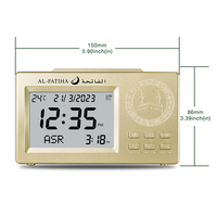 Jam Azan Digital FAJ-106 Islami Hitam untuk Meja, LCD, Kode Kota, Jadwal Sholat, Alarm Muslim untuk Rumah