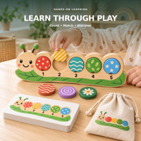 Jeu d'association en bois pour enfants, jeu de comptage et de reconnaissance des motifs avec 8 disques et cartes, jouet éducatif préscolaire