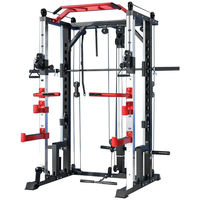 Station de musculation multifonctionnelle Smith Machine avec rack de musculation et croisement de câbles pour la maison