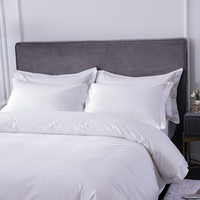 Parure de lit rayée pour hôtels, drap plat blanc 100% coton percale