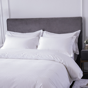 Set <span class=keywords><strong>di</strong></span> Biancheria da Letto a Righe per Hotel, Lenzuolo Bianco, Lenzuolo Piatto 100% Cotone <span class=keywords><strong>Percalle</strong></span> - Product Image 5