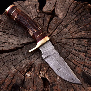 Couteau de chasse professionnel en acier Damas avec manche en bois naturel, outil de coupe durable pour l'extérieur, couteau de chasse de luxe en acier Damas - Product Image 2