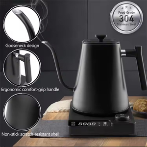 Acero inoxidable 304 0.9L 1200W negro Digital inteligente verter sobre café té 360 grados Base rotacional Hervidor eléctrico de cuello de cisne - Product Image 3