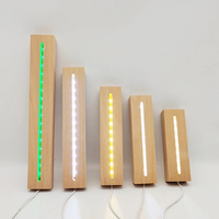 Support de présentation long en bois avec LED alimenté par USB pour lampe de chevet en résine acrylique 3D, plexiglas, lettres lumineuses