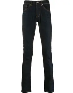 LILUO China made vendita calda diretta in fabbrica stile semplice cucito giallo pantaloni interi tessuto nero jeans da uomo attillati