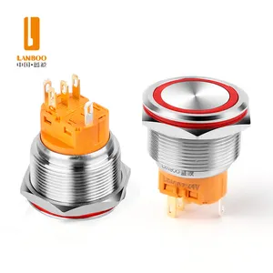 LANBOO 25mm with red green blue LED customized two-color/three color metal button switch