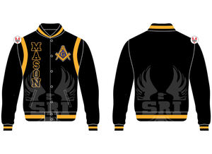 Chaqueta Masónica de Maestro Masón, Chaqueta Universitaria Personalizada |   Chaqueta Universitaria Masónica de Lana con Mangas de Cuero - Product Image 5