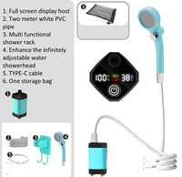 Douche portable de camping 6000mAh rechargeable en plastique avec écran LED intelligent, 4 modes de pulvérisation, étanche IPX7 18