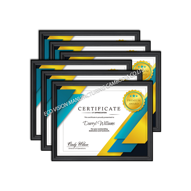 Black Color Wholesale Bulk Customize Picture Gift Frame Wooden Certificate Photo Frame 8.5x11" Picture Frame From Cambodia