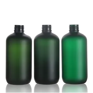 8oz boston round plastic PET bottle customized colors cosmetic packaging bottle frost green