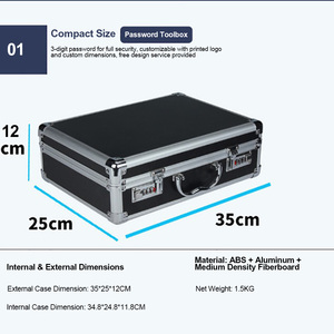 Valise de transport portable pour outils de coiffure en alliage d'aluminium avec boîte de rangement en panneau de densité ABS verrouillable - Product Image 3