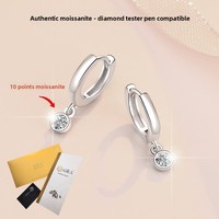 Orecchini a Cerchio Doppi in Argento 925 con Moissanite Taglio Brillante Rotondo da 0,1ct, Gioielli Minimalisti per Donna, Idea Regalo