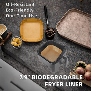 Papier de friteuse à air jetable de 7.9 pouces double face résistant à l'huile pour la <span class=keywords><strong>cuisson</strong></span> des assiettes de fête de <span class=keywords><strong>cuisson</strong></span> panier de friteuse à air enduit - Product Image 2