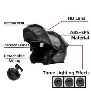 Casques de <span class=keywords><strong>moto</strong></span> <span class=keywords><strong>Predator</strong></span> ABS les plus populaires avec lumière LED Doublure en coton Double visière en polycarbonate Logo personnalisé - Product Image 2